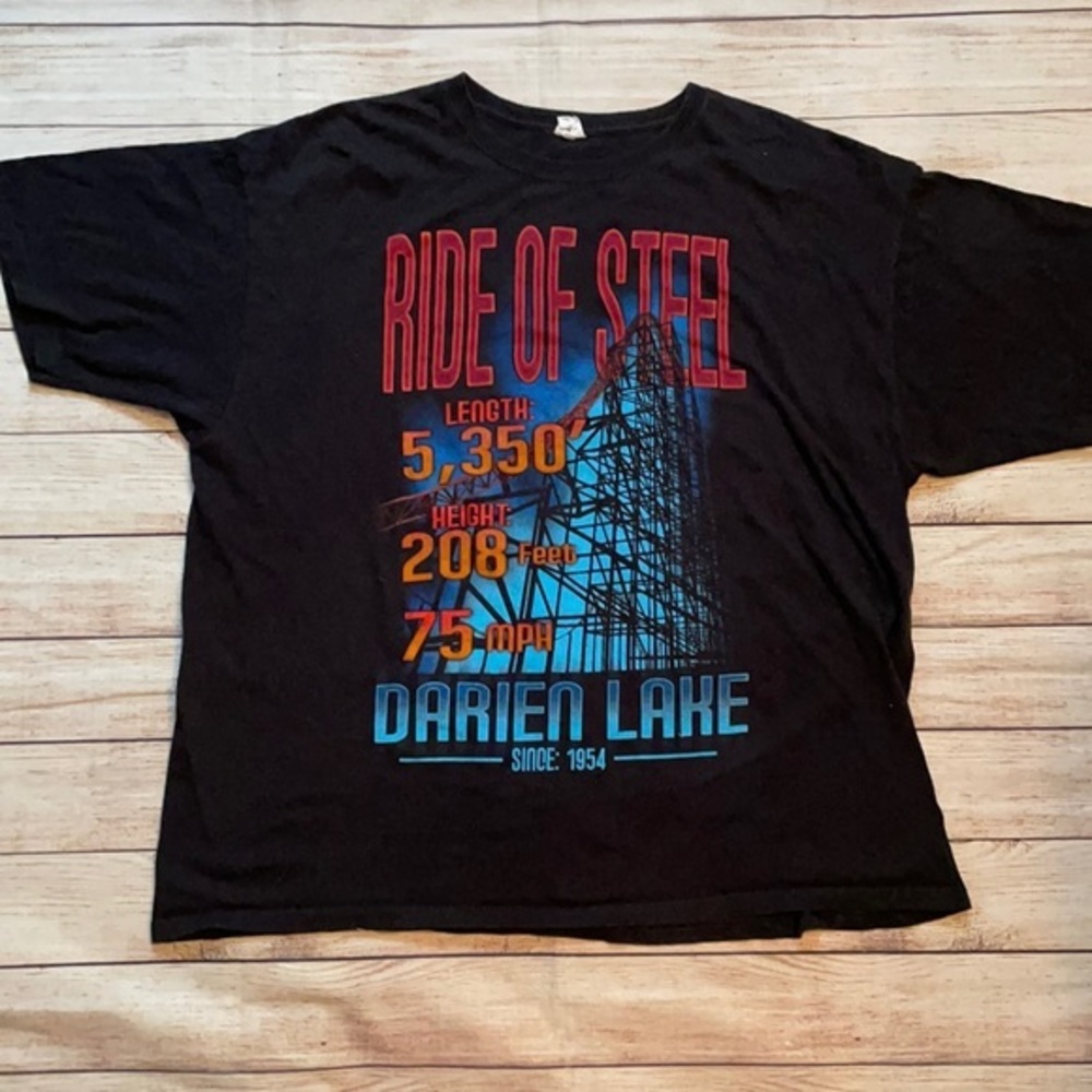 Vintage Darien Lake Ride of Steel shirt size 2X